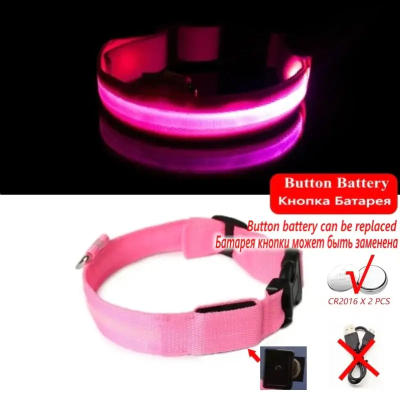 Led Dog Collar Light Anti-lost Collar For Dogs Puppies Night Luminous Supplies Pet Products Accessories USB