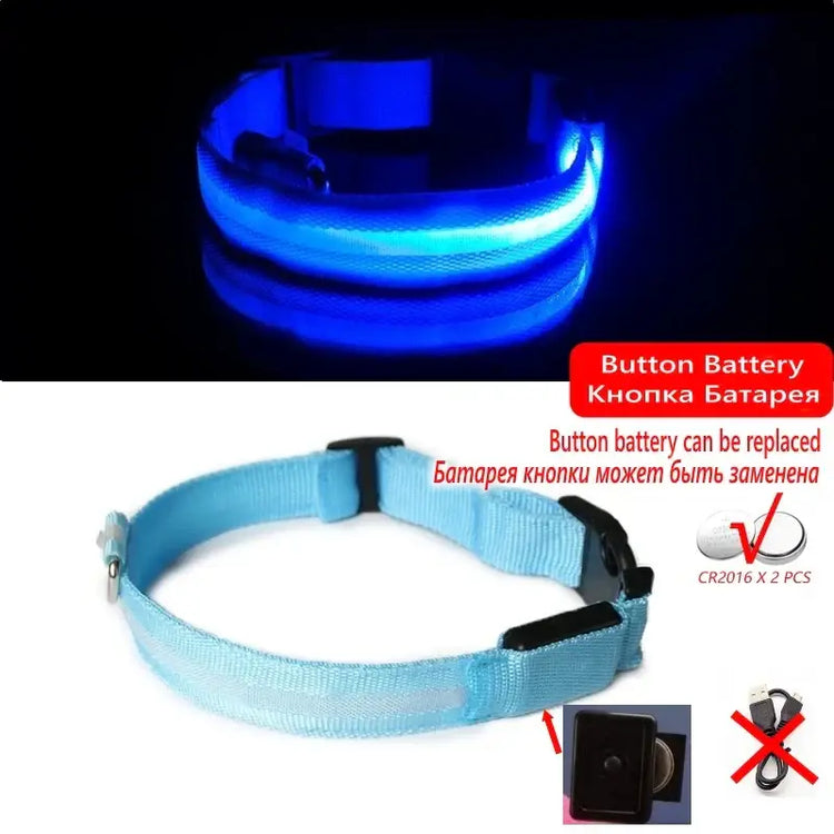 Led Dog Collar Light Anti-lost Collar For Dogs Puppies Night Luminous Supplies Pet Products Accessories USB