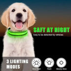 LED Dog Collar with Built-in AirTag Holder Rechargeable Waterproof & Reflective for Night Safety Adjustable