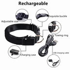 LED Glowing Dog Collar Adjustable Flashing Rechargea Luminous Collar Night Anti-Lost Dog Light HarnessFor Small Dog Pet