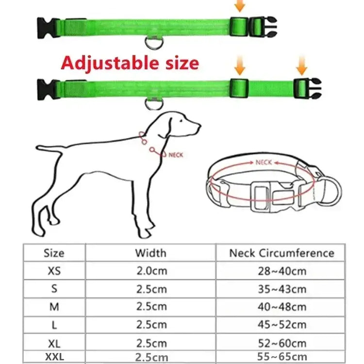 LED Glowing Dog Collar Adjustable Flashing Rechargea Luminous Collar Night Anti-Lost Dog Light HarnessFor Small Dog Pet