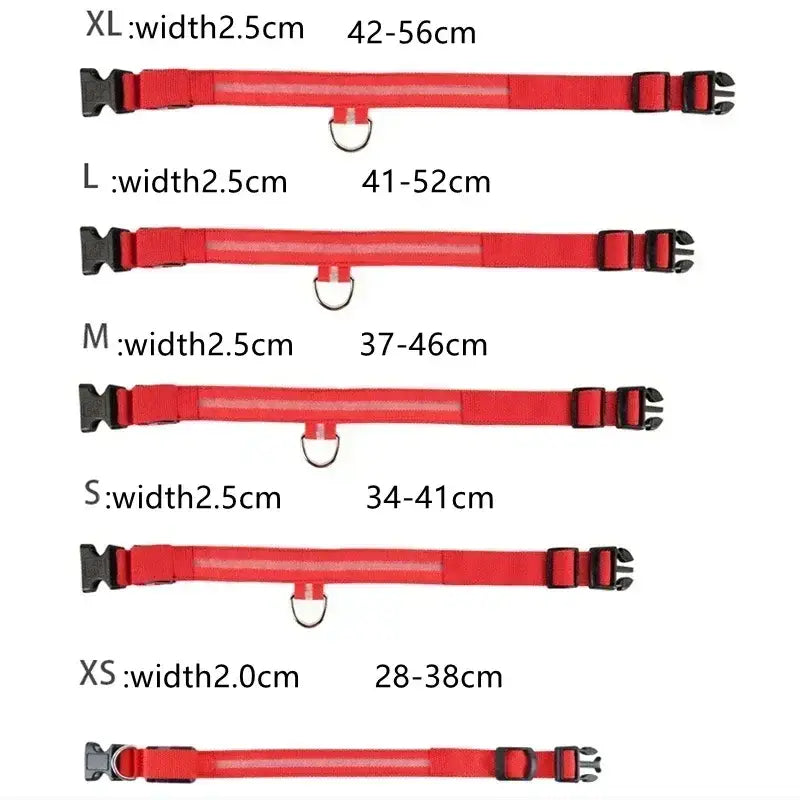 LED Glowing Dog Collar Adjustable Flashing Rechargea Luminous Collar Night Anti-Lost Dog Light HarnessFor Small Dog Pet