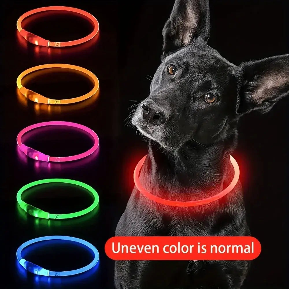 LED Light Dog Collar USB Charging Luminous Anti-Lost Necklace for Large Medium Small Dogs Pet Safety Accessory