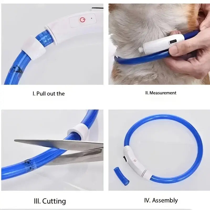 LED Light Dog Collar USB Charging Luminous Anti-Lost Necklace for Large Medium Small Dogs Pet Safety Accessory