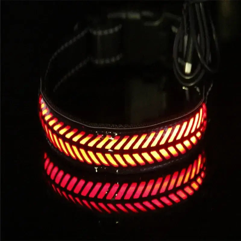 LED Lights Dog Pets Collars Adjustable Polyester Glow In Night Pet Dog Cat Puppy Safe Luminous Flashing Necklace - 001