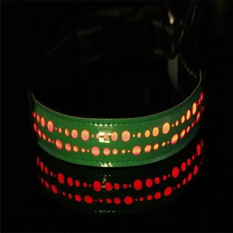 LED Lights Dog Pets Collars Adjustable Polyester Glow In Night Pet Dog Cat Puppy Safe Luminous Flashing Necklace - 002