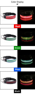LED Lights Dog Pets Collars Adjustable Polyester Glow In Night Pet Dog Cat Puppy Safe Luminous Flashing Necklace
