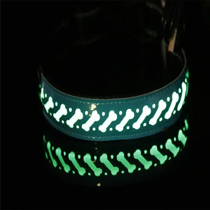 LED Lights Dog Pets Collars Adjustable Polyester Glow In Night Pet Dog Cat Puppy Safe Luminous Flashing Necklace - 004