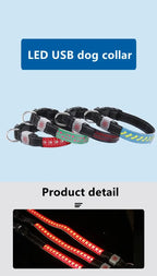 LED Lights Dog Pets Collars Adjustable Polyester Glow In Night Pet Dog Cat Puppy Safe Luminous Flashing Necklace