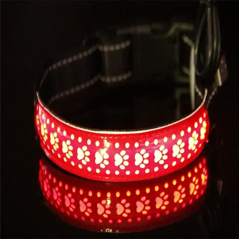 LED Lights Dog Pets Collars Adjustable Polyester Glow In Night Pet Dog Cat Puppy Safe Luminous Flashing Necklace - 003