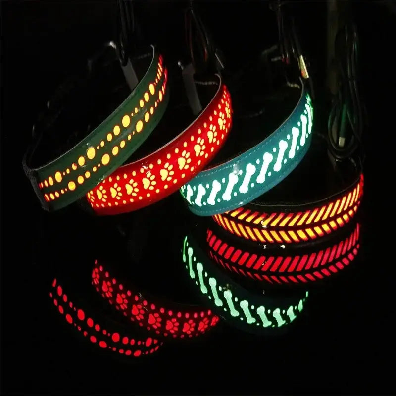 LED Lights Dog Pets Collars Adjustable Polyester Glow In Night Pet Dog Cat Puppy Safe Luminous Flashing Necklace