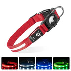 LED Luminous Adjustable Dog Collar Rechargeable Heavy Duty Collar Equipped AirTag Case for Small Medium Large Outdoor