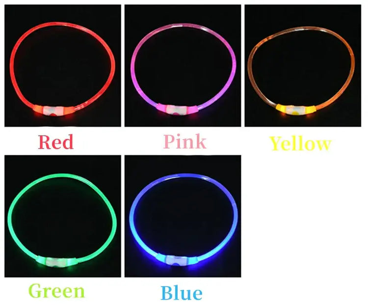 Led Luminous Dog Collar Light USB Charging Necklace Flashing DIY Glowing Safety Anti Lost Cat Dogs Collar Accessories