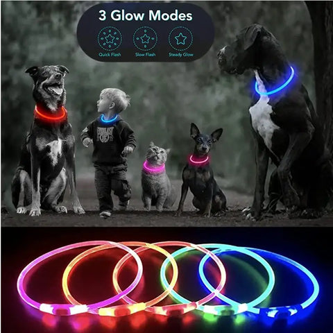 Led Luminous Dog Collar Light USB Charging Necklace Flashing DIY Glowing Safety Anti Lost Cat Dogs Collar Accessories