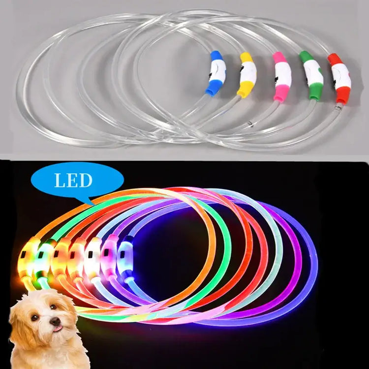 Led Luminous Dog Collar Light USB Charging Necklace Flashing DIY Glowing Safety Anti Lost Cat Dogs Collar Accessories