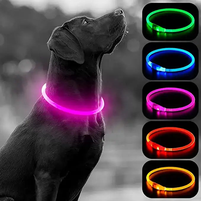 Led Luminous Dog Collar Light USB Charging Necklace Flashing DIY Glowing Safety Anti Lost Cat Dogs Collar Accessories