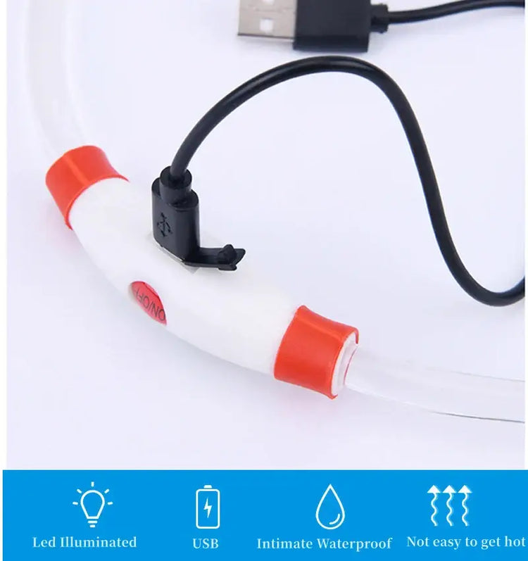 Led Luminous Dog Collar Light USB Charging Necklace Flashing DIY Glowing Safety Anti Lost Cat Dogs Collar Accessories