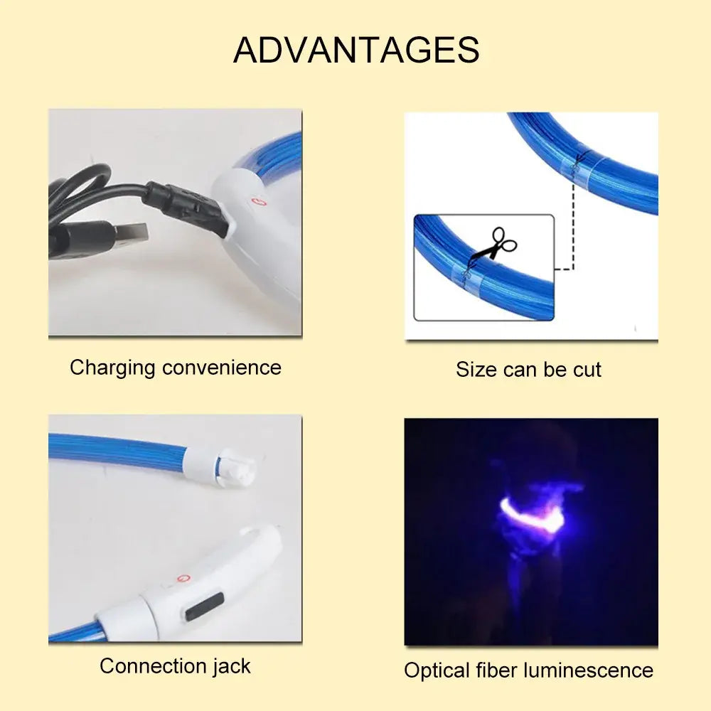 Led Usb Dog Collar Pet Dog Night Luminous Charge Collar Led Night Safety Flashing Glow Dog Loss Prevention Collar Pet