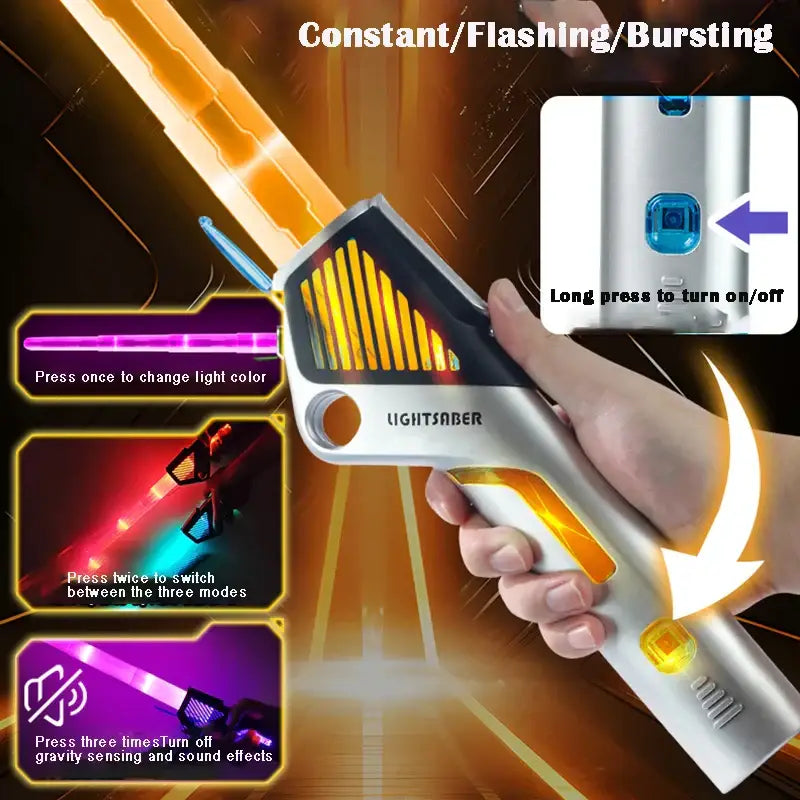 Lightsaber Laser Sword Toy Retractable Finger Rotating 12 Color Change Luminous Soundfonts Force FX FOC Blaster Toys