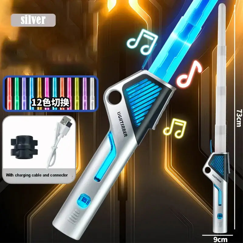 Lightsaber Laser Sword Toy Retractable Finger Rotating 12 Color Change Luminous Soundfonts Force FX FOC Blaster Toys