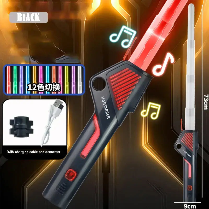 Lightsaber Laser Sword Toy Retractable Finger Rotating 12 Color Change Luminous Soundfonts Force FX FOC Blaster Toys