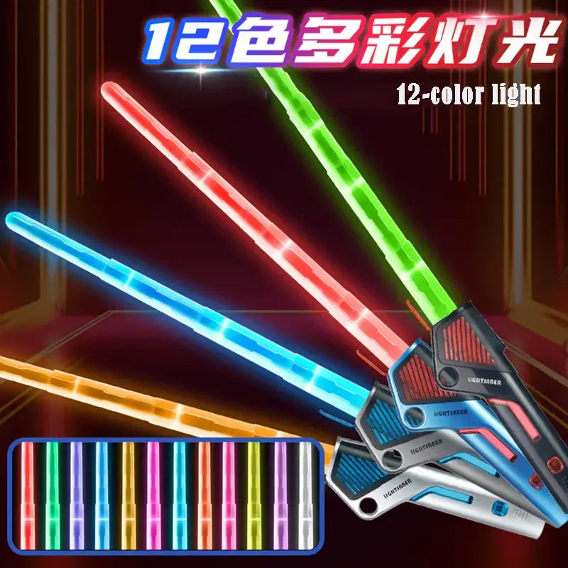 Lightsaber Laser Sword Toy Retractable Finger Rotating 12 Color Change Luminous Soundfonts Force FX FOC Blaster Toys
