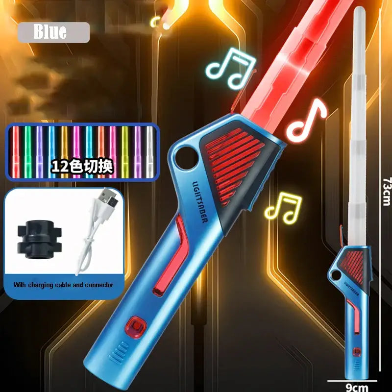 Lightsaber Laser Sword Toy Retractable Finger Rotating 12 Color Change Luminous Soundfonts Force FX FOC Blaster Toys