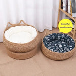 Lit chat naturel tressé – Confort premium | PawFrance