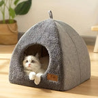 Lit chat semi‑fermé confortable – PawFrance Premium