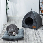 Lit chat semi‑fermé confortable – PawFrance Premium