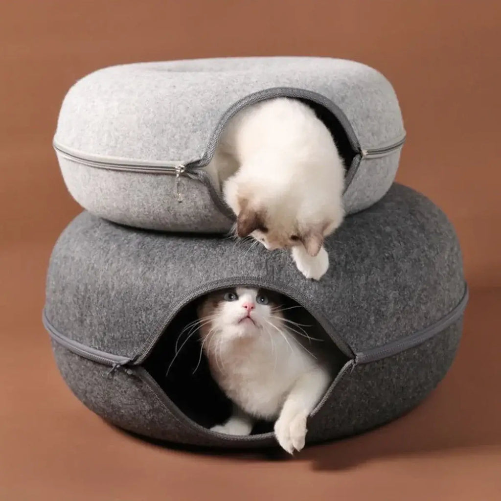 Lit donut pour chat en feutre doux – structure résistante