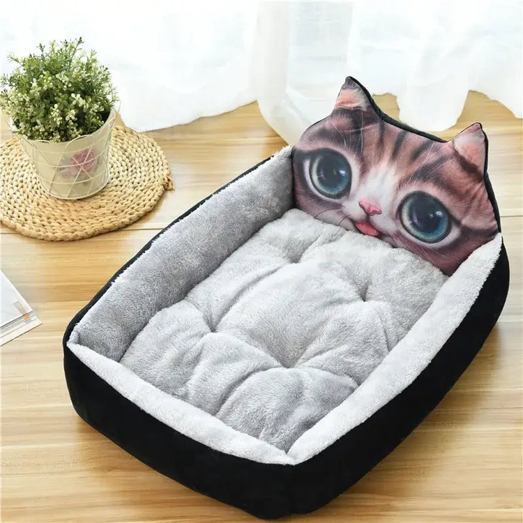 Lit pour chien hiver moelleux - Black 3D Cat / XL-below 30kg / China Mainland
