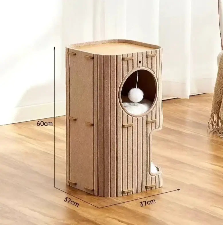 Litière intégrée pour maison pour chat - Double layer camel