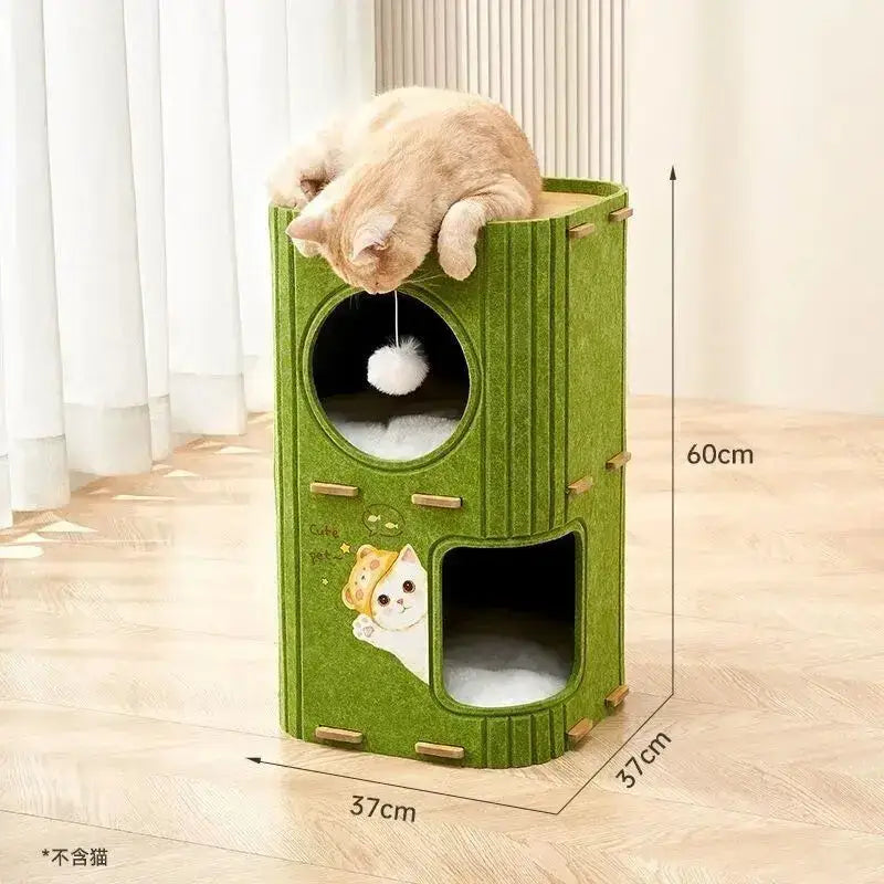 Litière intégrée pour maison pour chat - Double layer green