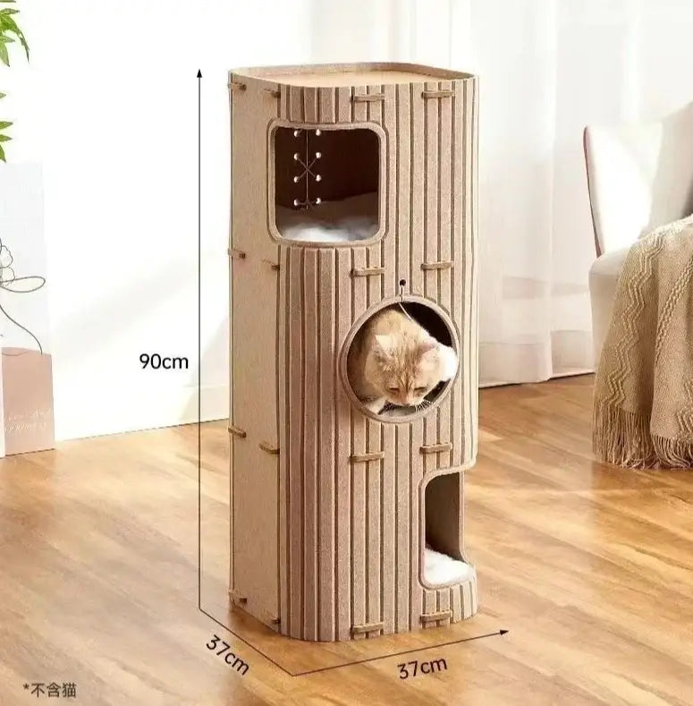 Litière intégrée pour maison pour chat - Three layer camel