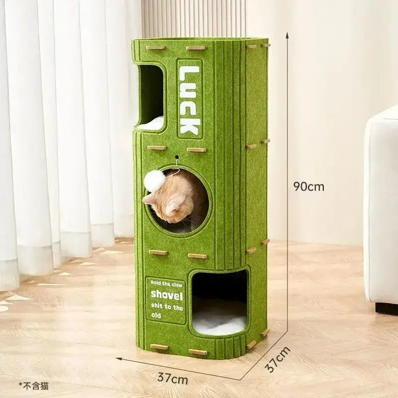 Litière intégrée pour maison pour chat - Three layer green