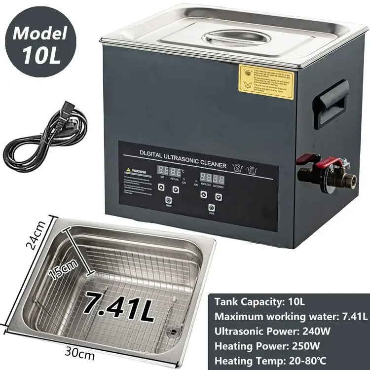 Machine de nettoyage ultrasonique numérique - 10L-240W-220V / EU / france