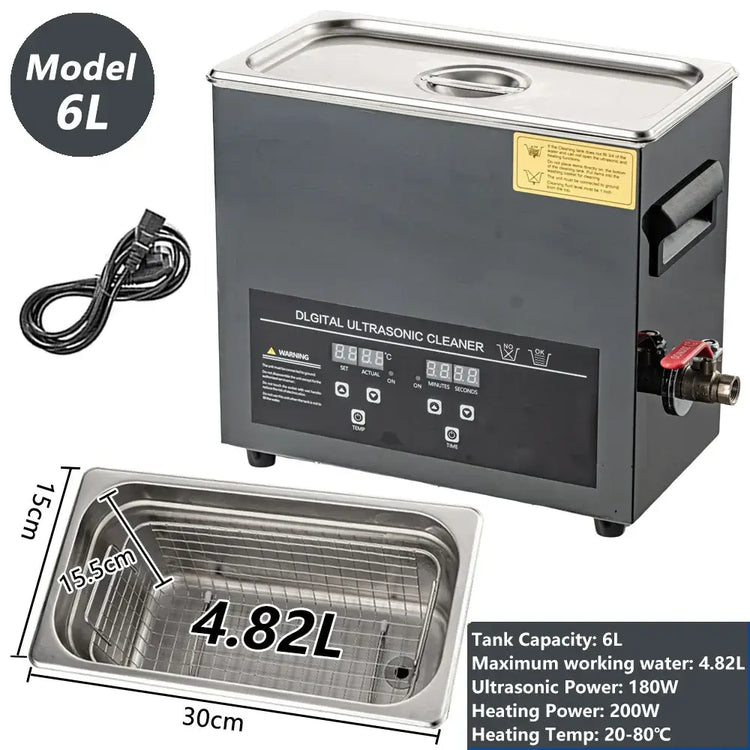 Machine de nettoyage ultrasonique numérique - 6L-180W-220V / EU / france