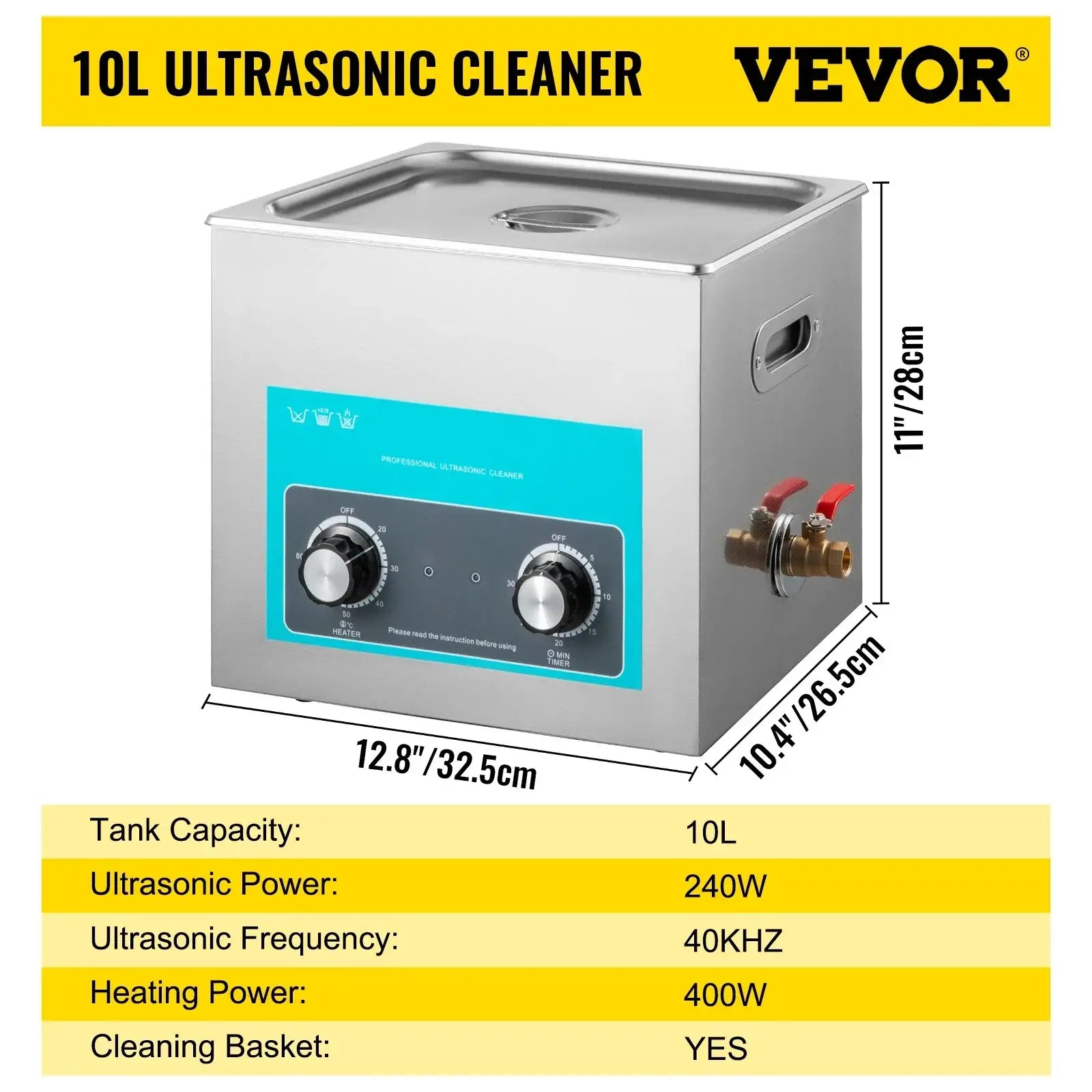 Machine de nettoyage ultrasonique portable - 10 L / GERMANY