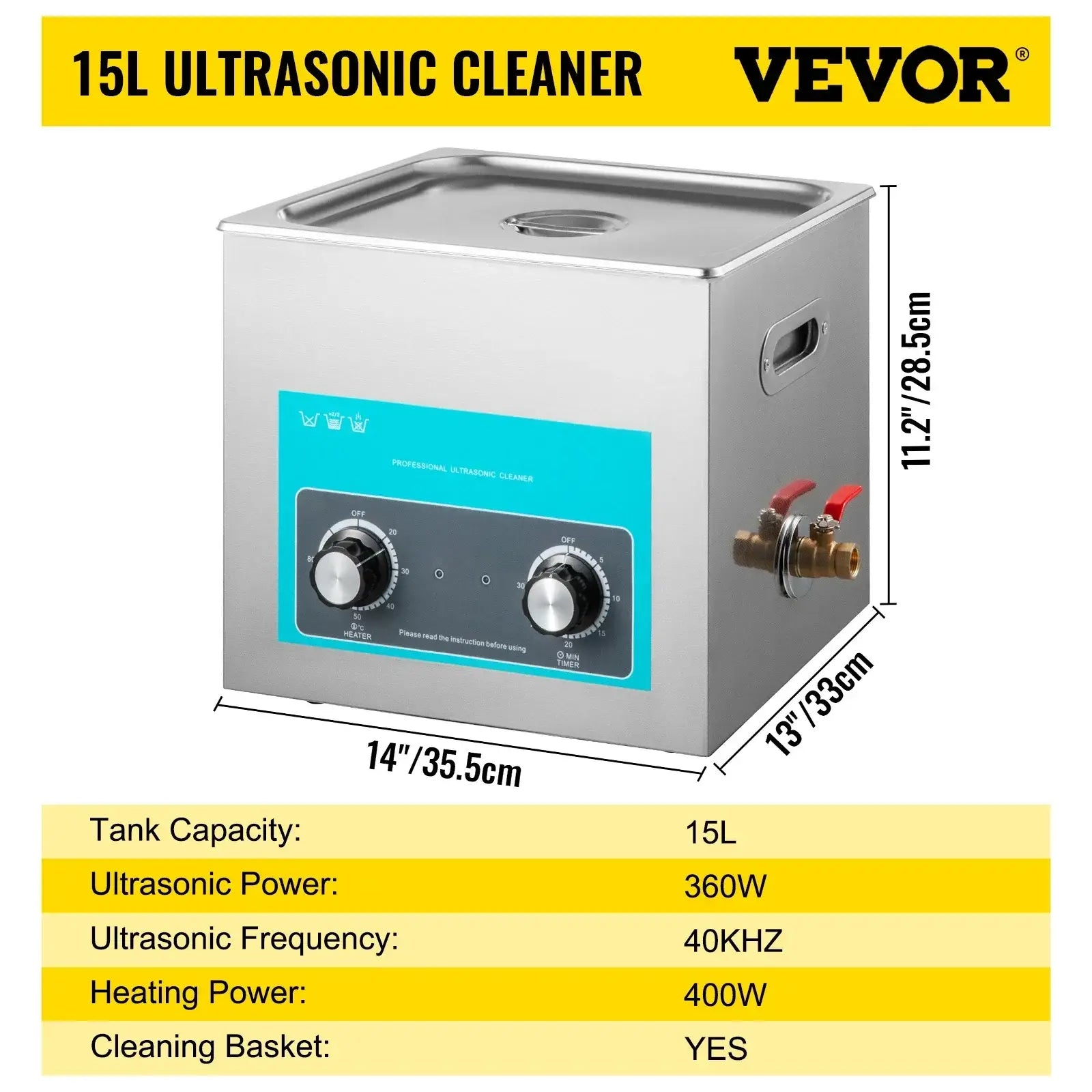 Machine de nettoyage ultrasonique portable - 15 L / GERMANY