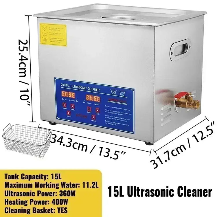 Machine de nettoyage ultrasonique portable - 15L-360W / CZECH REPUBLIC