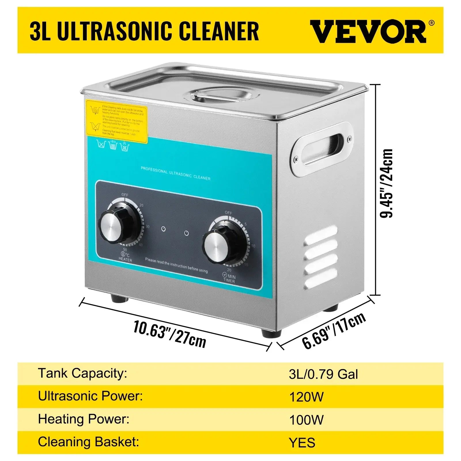 Machine de nettoyage ultrasonique portable - 3 L / GERMANY