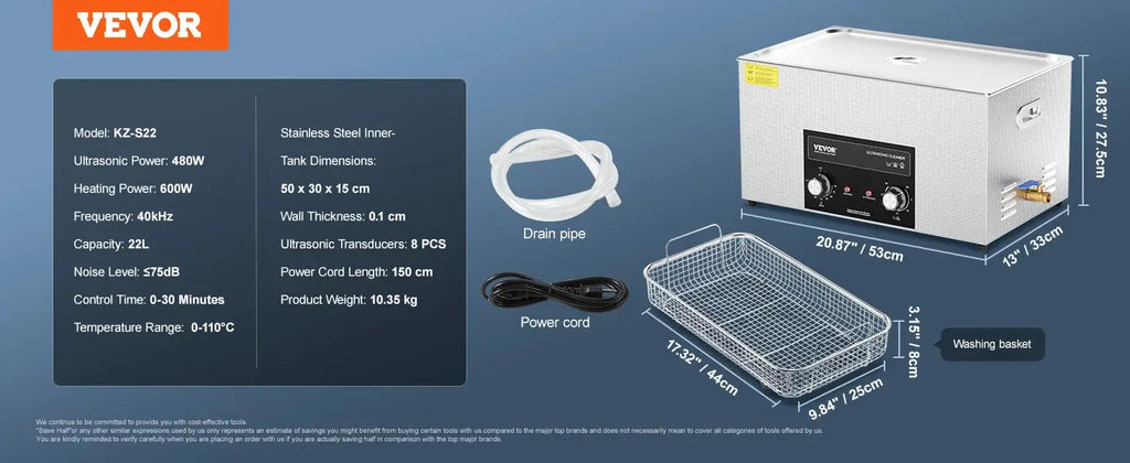 Machine de nettoyage ultrasonique Pro - 22L / Mexico