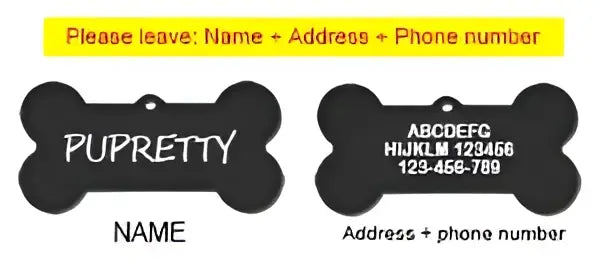 Médaille d’identification personnalisée pour animaux de compagnie - Black / S