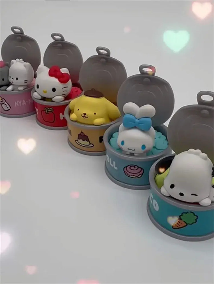 New Product In Stock Kt Cat Canned Food Blind Box Design Cute Pudding Dog Cinnamoroll Desktop Ornament Holiday Gift For