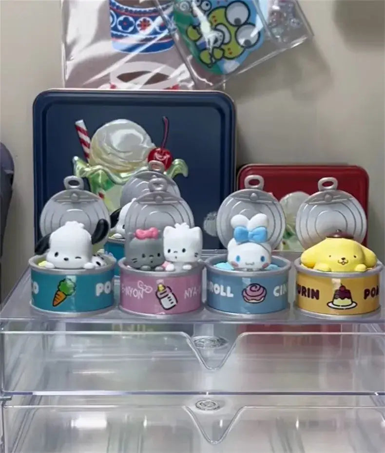 New Product In Stock Kt Cat Canned Food Blind Box Design Cute Pudding Dog Cinnamoroll Desktop Ornament Holiday Gift For