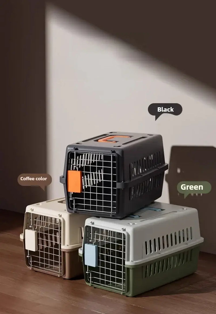 Outdoor Pet Cat Bath Carrying Supplies Large Capacity Aviation Box Car Mounted Cat Cage Portable Breathable Cat