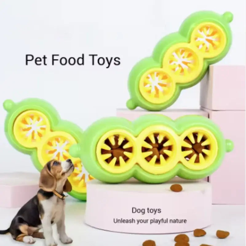 Pea Shaped Dog Treat Dispensing Toy Puzzle Slow Feeder IQ Training Mental Stimulation Pet Feeder for Large Medium Small