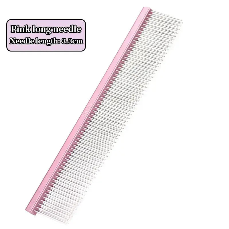 Peigne à 2 rangées pour le toilettage des chiens - Pink Long needle / 19cm