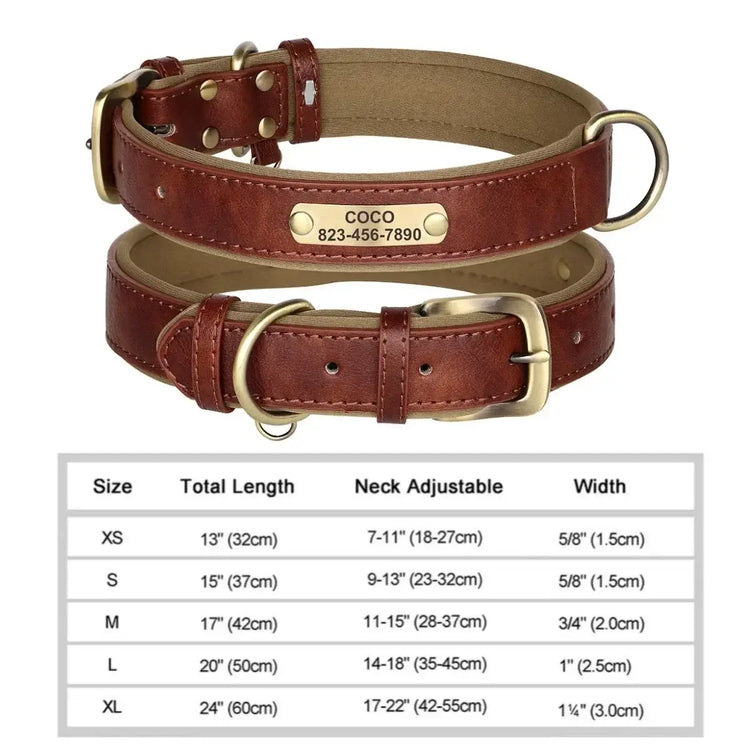 Personalized Custom Dog Collar - Brown / L